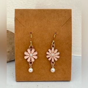 Handmade Daisy and Faux Pearl Earrings